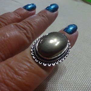 Stunning "APACHE PYRITE" Handmade Sterling Ring Size #237B